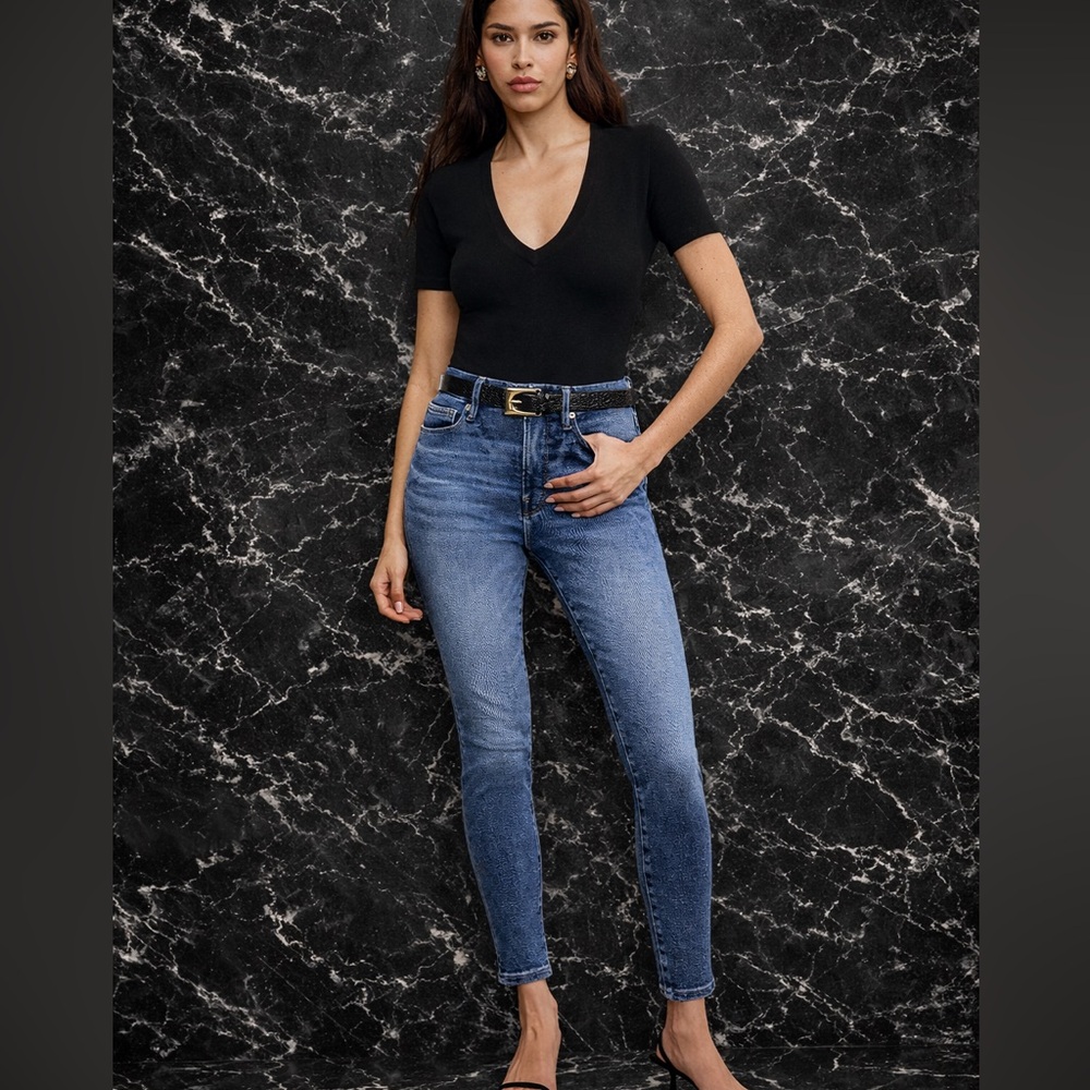 Good American Good Waist Crop High Rise Skinny Jeans Indigo 326 Size 2 NWT